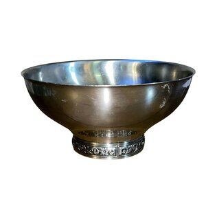 Vintage International Decorator 18-8 Stainless Steel Pedestal Bowl With Ornate B